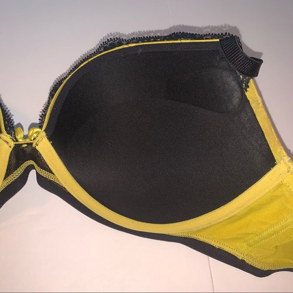 La SENZA shiny neon green push-up bra with black lace size 36 C like new - Picture 11 of 11
